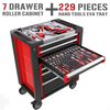 Heavy Duty Classic 7 Lade Tool Cabinet met 229 pcs tools