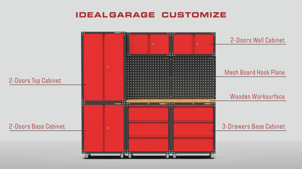 9 stuks metalen garage werkbench -systeem voor workshop