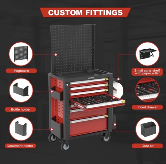 Op maat gemaakte KINBOX 7 lade gereedschapskastbeslag