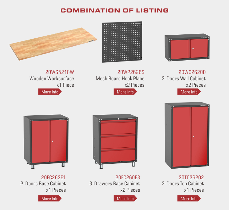 9 stuks metalen garage werkbench -systeem voor workshop