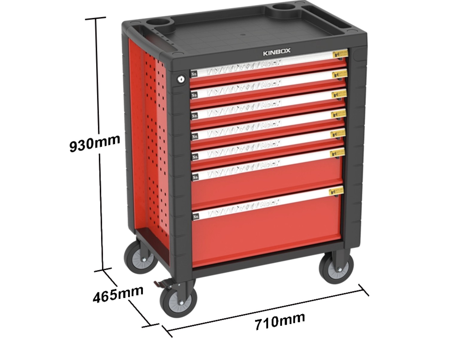 Grootte van KINBOX gereedschapskast met 7 laden